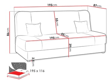Abron Sovesofa 3-personers - Grå - Møbler - Sofaer - Sovesofaer