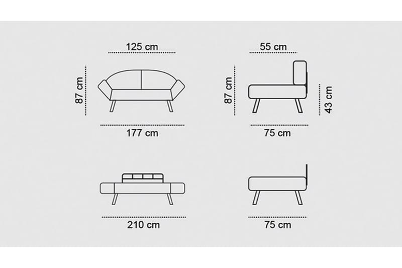 Albertina sovesofa 2-pers - Grå - Møbler - Sofaer - Sovesofaer