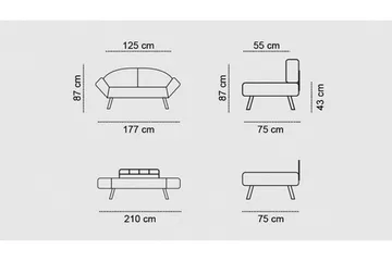 Albertina sovesofa 2-pers - Blågrøn - Møbler - Sofaer - Sovesofaer