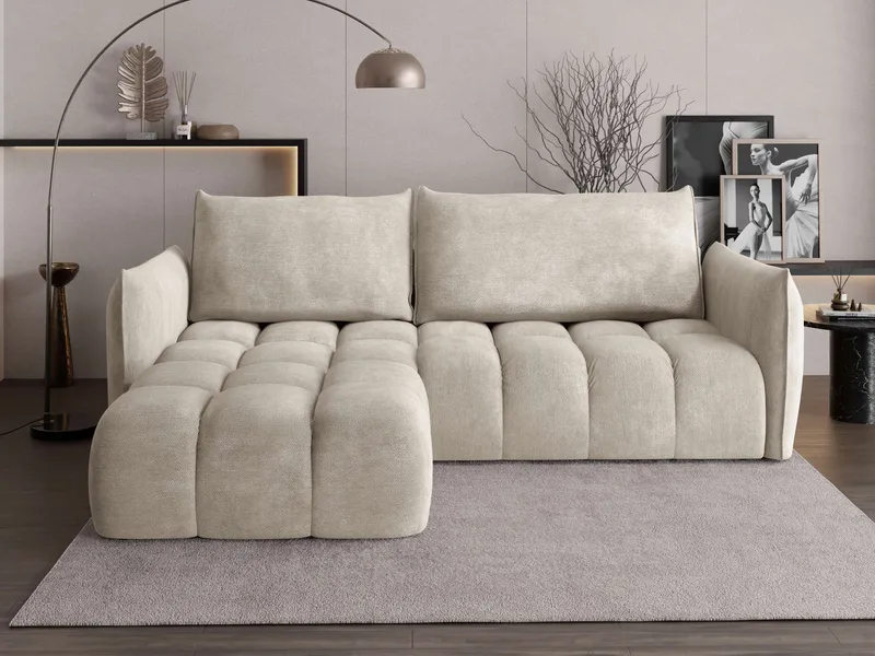 Aldvian 3-personers sovesofa med chaiselong - beige - Møbler - Sofaer - Sovesofaer