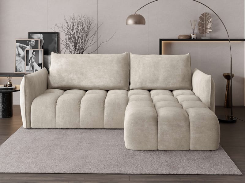 Aldvian 3-personers sovesofa med chaiselong - beige - Møbler - Sofaer - Sovesofaer