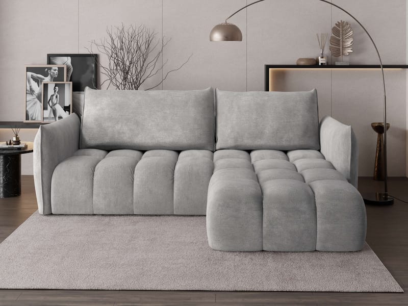 Aldvian 3-personers sovesofa med chaiselong - grå - Møbler - Sofaer - Sovesofaer