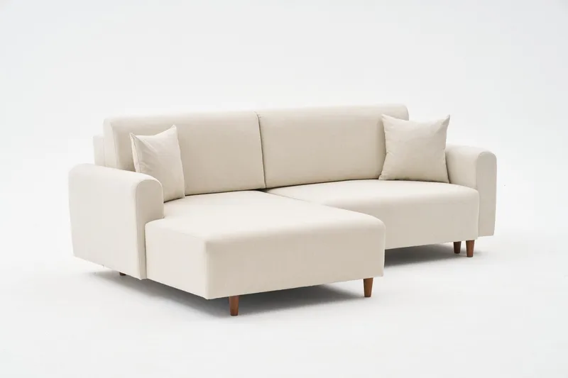 Alfie 4-personers Sovesofa med Chaiselong, Creme