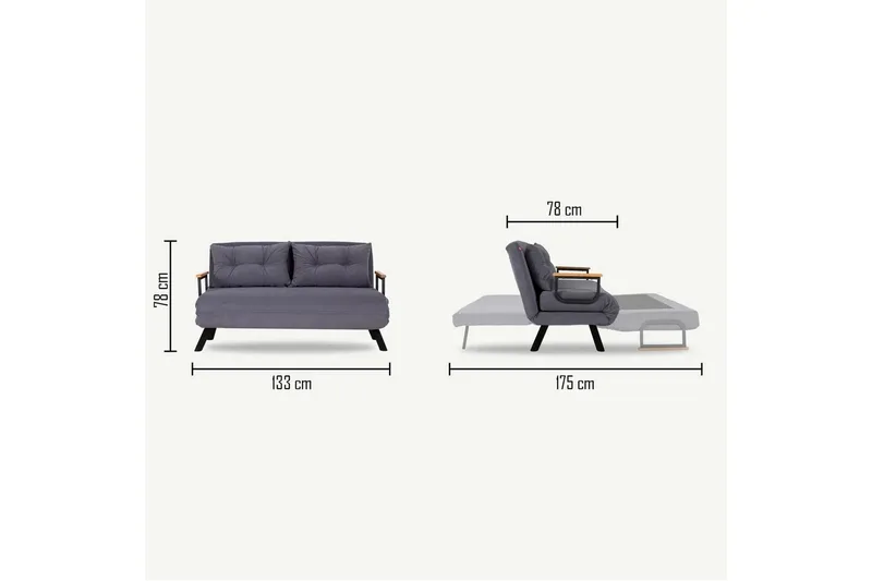 Alfredton 2-personers Udtrækkelig Sammenfoldelig Sovesofa i Stof med Metalben - Lysebeige - Møbler - Sofaer - Sovesofaer