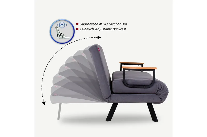 Alfredton Sovesofa 2-Pers. 120x185 - Grå - Møbler - Sofaer - Sovesofaer