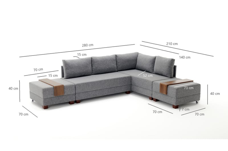 Algeria Hjørnesovesofa Højre - Brun - Møbler - Sofaer - Sovesofaer