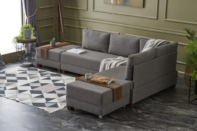 Algeria Hjørnesovesofa Højre - Brun - Møbler - Sofaer - Sovesofaer