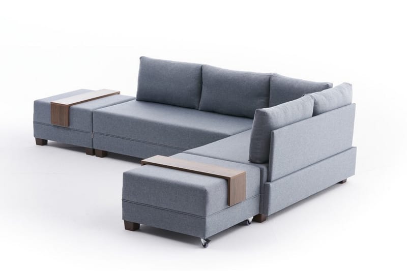 Algeria Sovesofa m. Chaiselong 4-Pers. 140x190 - Blå - Møbler - Sofaer - Sovesofaer