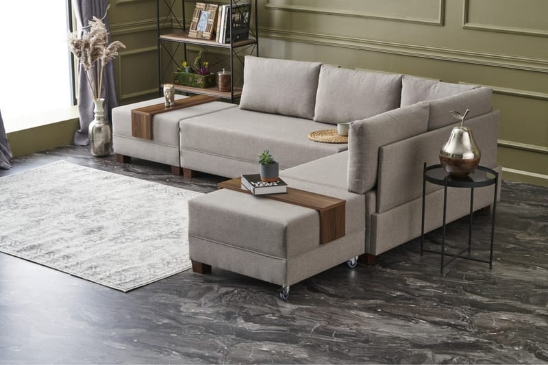 Algeria Sovesofa m. Chaiselong 4-Pers. 140x190 - Cream - Møbler - Sofaer - Sovesofaer