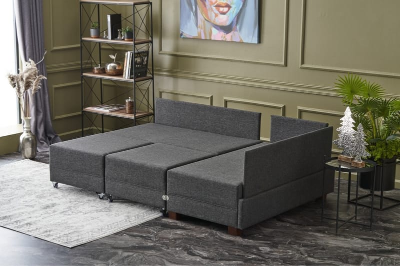 Algeria Sovesofa m. Chaiselong 4-Pers. 140x190 - Antracit - Møbler - Sofaer - Sovesofaer