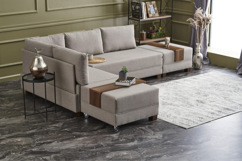 Algeria Sovesofa m. Chaiselong 4-Pers. 140x190 - Cream - Møbler - Sofaer - Sovesofaer