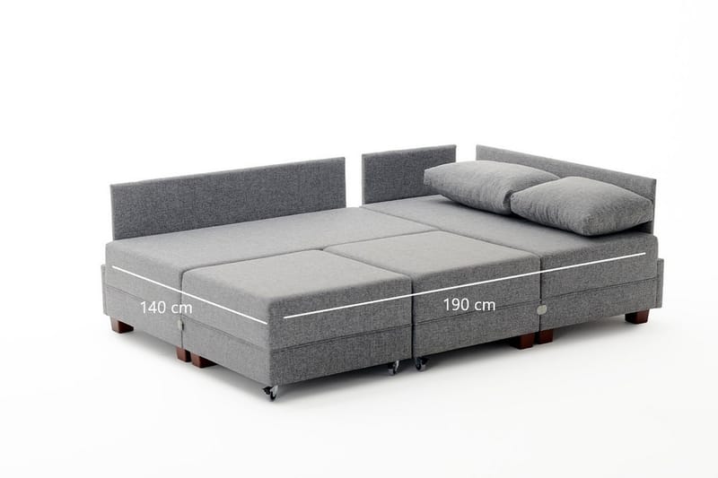 Algeria Sovesofa m. Chaiselong 4-Pers. 140x190 - Antracit - Sovesofaer - Sovesofa chaiselong