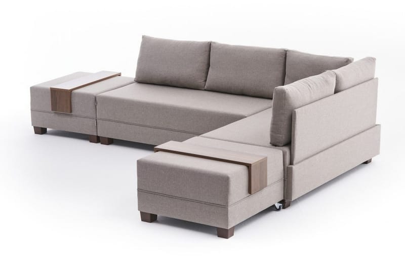 Algeria Sovesofa m. Chaiselong 4-Pers. 140x190 - Cream - Møbler - Sofaer - Sovesofaer