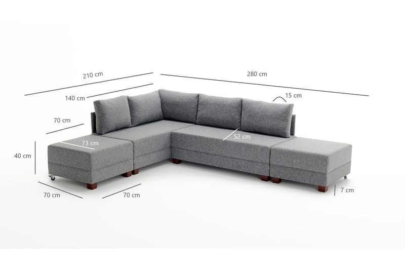 Algeria Sovesofa m. Chaiselong 4-Pers. 140x190 - Cream - Møbler - Sofaer - Sovesofaer