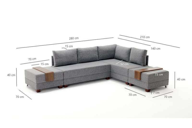 Algeria Sovesofa m. Chaiselong 4-Pers. 140x190 - Cream - Møbler - Sofaer - Sovesofaer