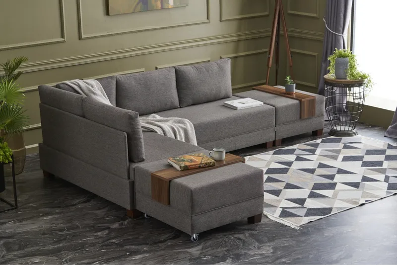 Algeriet hjørnesovesofa venstre - Grå - Møbler - Sofaer - Sovesofaer