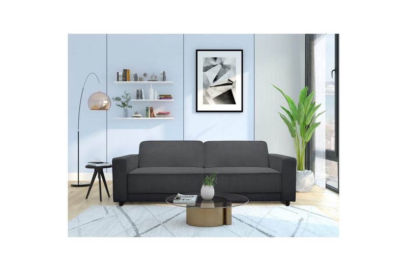 Sovesofa Allie Antracit, Cordoroy, 81x225x91 cm - Antracit, Cordoroy, 81x225x91 cm - Møbler - Sofaer - Sovesofaer