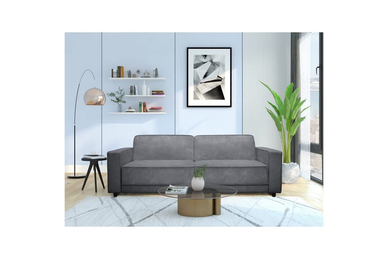Sovesofa Allie Antracit, Velour, 81x225x91 cm - Antracit, Velour, 81x225x91 cm - Møbler - Sofaer - Sovesofaer