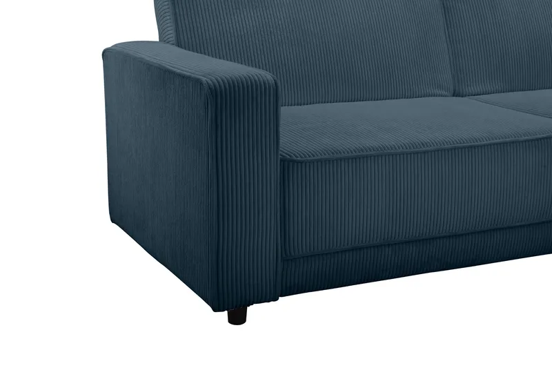 Sovesofa Allie Blå, Cordoroy, 81x225x91 cm - Blå, Cordoroy, 81x225x91 cm - Møbler - Sofaer - Sovesofaer