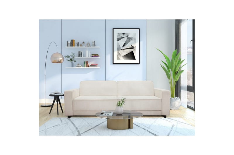 Sovesofa Allie Creme, Cordoroy, 81x225x91 cm, Creme, Cordoroy, 81x225x91 cm