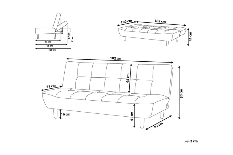 Alsten sovesofa 182 cm - Grå - Møbler - Sofaer - Sovesofaer