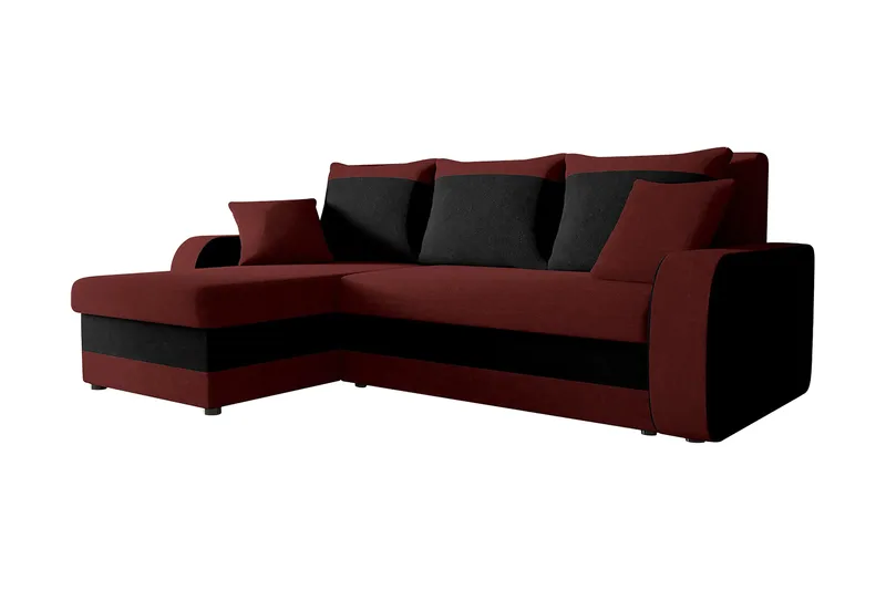 Alvared 3-person Hjørnesovesofa Universal - Rød/Sort - Møbler - Sofaer - Sovesofaer