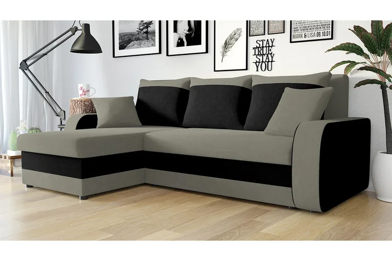 Alvared 3-person Hjørnesovesofa Universal - Grå - Møbler - Sofaer - Sovesofaer