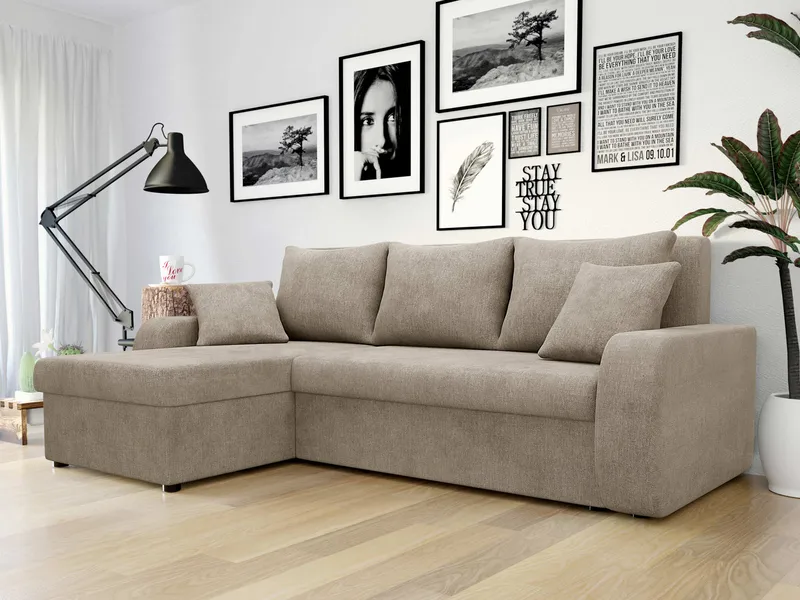 Alvared 3-personers sovesofa med divan til venstre - Mørk beige - Møbler - Sofaer - Sovesofaer