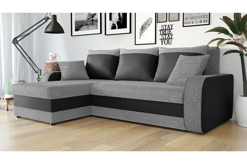 Alvared 3-person Hjørnesovesofa Universal - Grå/Sort - Sovesofaer - Sovesofa chaiselong