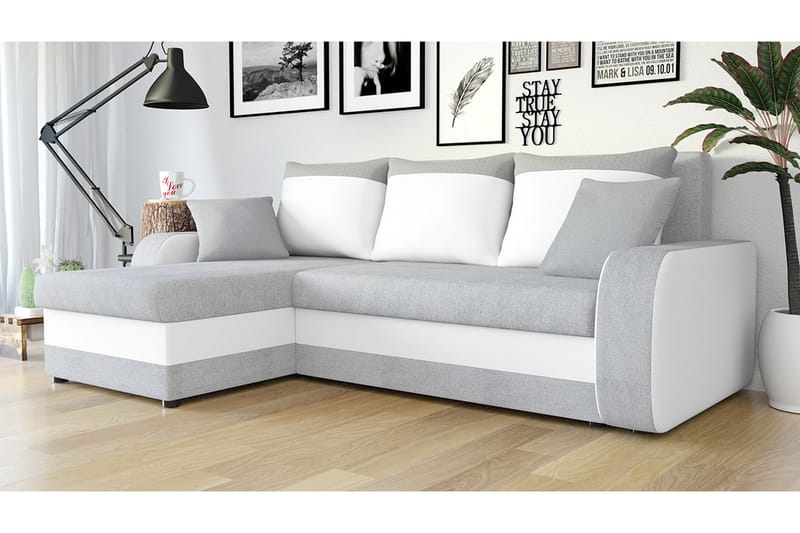 Alvared 3-person Hjørnesovesofa Universal - Lysegrå/Hvid - Møbler - Sofaer - Sovesofaer