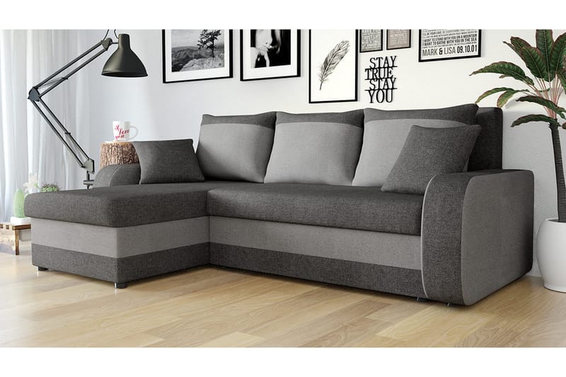 Alvared 3-person Hjørnesovesofa Universal - Grå - Sovesofaer - Sovesofa chaiselong