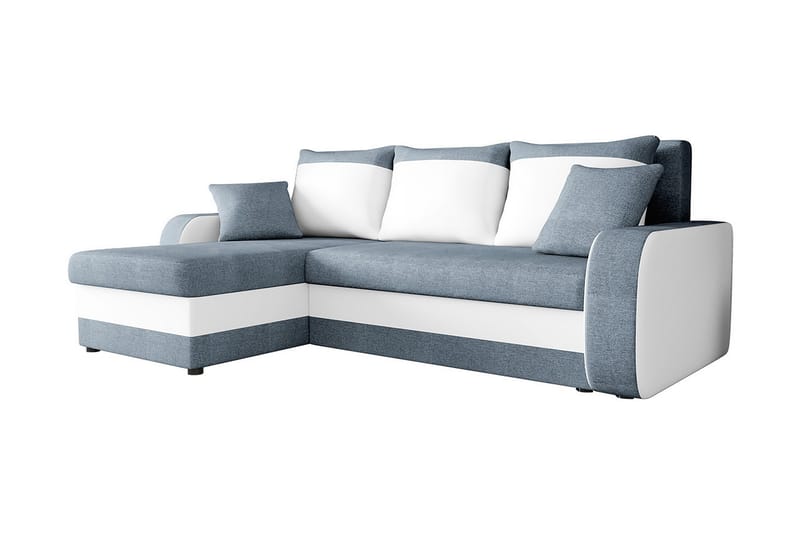 Alvared 3-person Hjørnesovesofa Universal - Blå/Hvid - Sovesofaer - Sovesofa chaiselong