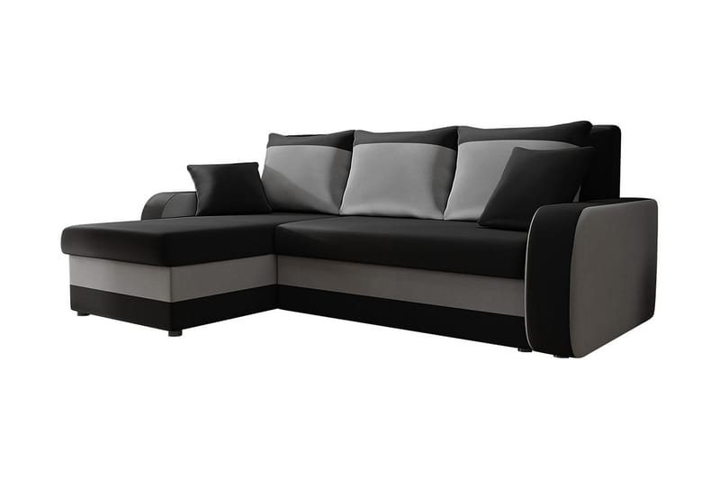 Alvared 3-person Hjørnesovesofa Universal - Sort - Sovesofaer - Sovesofa chaiselong - Velour sofaer