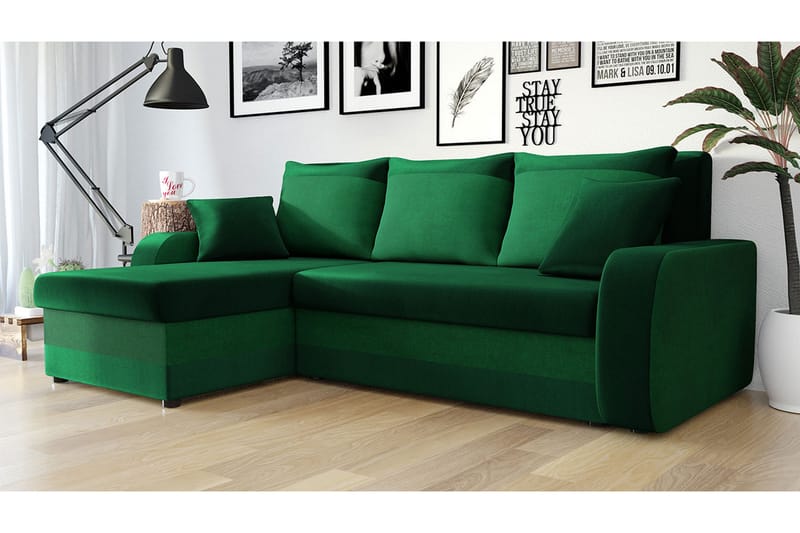 Alvared 3-person Hjørnesovesofa Universal - Grøn - Møbler - Sofaer - Sovesofaer