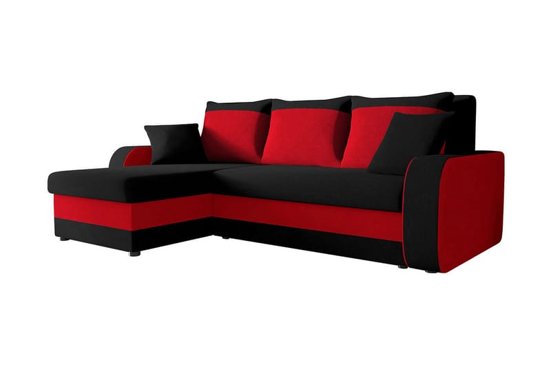 Alvared 3-person Hjørnesovesofa Universal - Grå/Rød - Sovesofaer - Sovesofa chaiselong - Velour sofaer