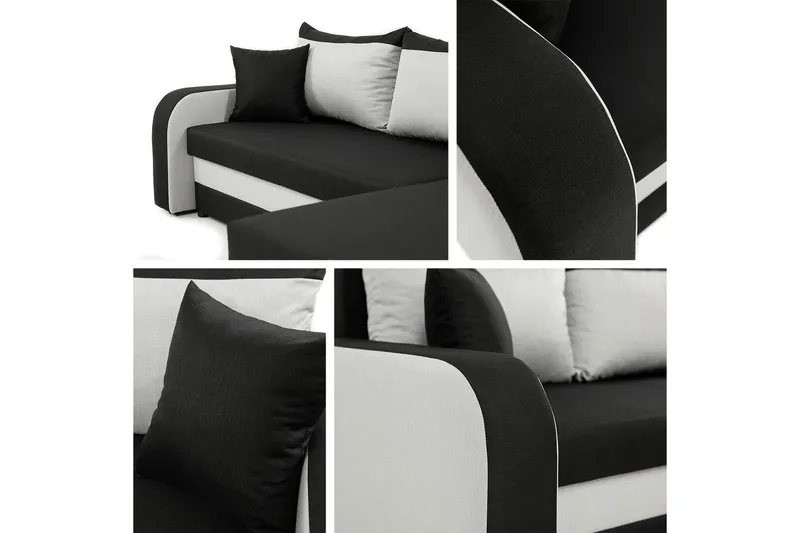 Alvared 3-person Hjørnesovesofa Universal - Sort/Grå - Møbler - Sofaer - Sovesofaer