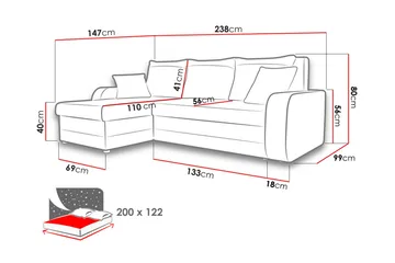 Alvared 3-person Hjørnesovesofa Universal - Sort/Grå - Møbler - Sofaer - Sovesofaer
