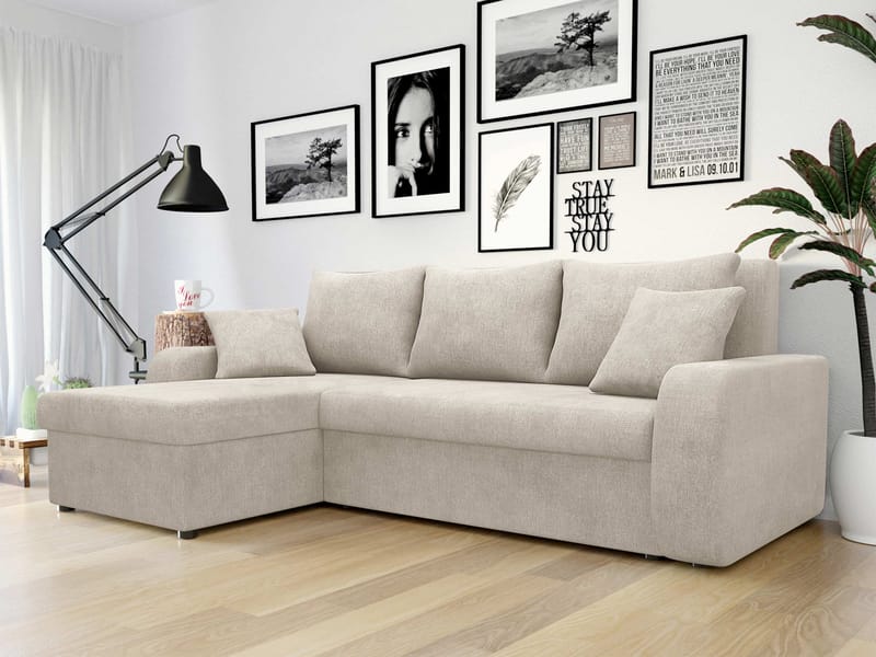 Alvared 3-personers sovesofa med divan til venstre - Beige - Møbler - Sofaer - Sovesofaer