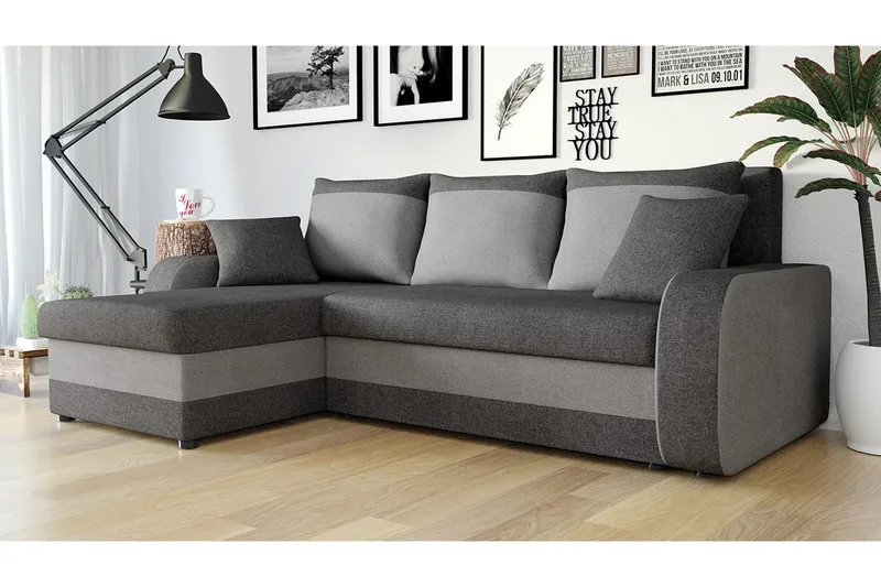 Alvared 3-person Hjørnesovesofa Universal - Grå - Møbler - Sofaer - Sovesofaer
