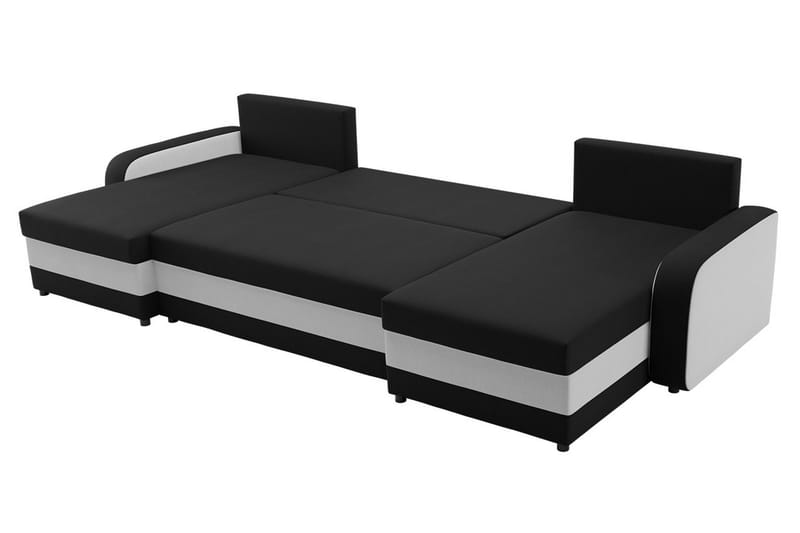 Alvared 4-person Sovesofa med dobbelt Chaiselong og Opbevari - Velour/Grå/Sort - Møbler - Sofaer - Sovesofaer
