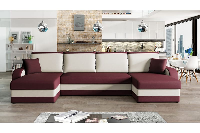 Alvared 4-person Sovesofa med dobbelt Chaiselong og Opbevari - Rød - Møbler - Sofaer - Sovesofaer