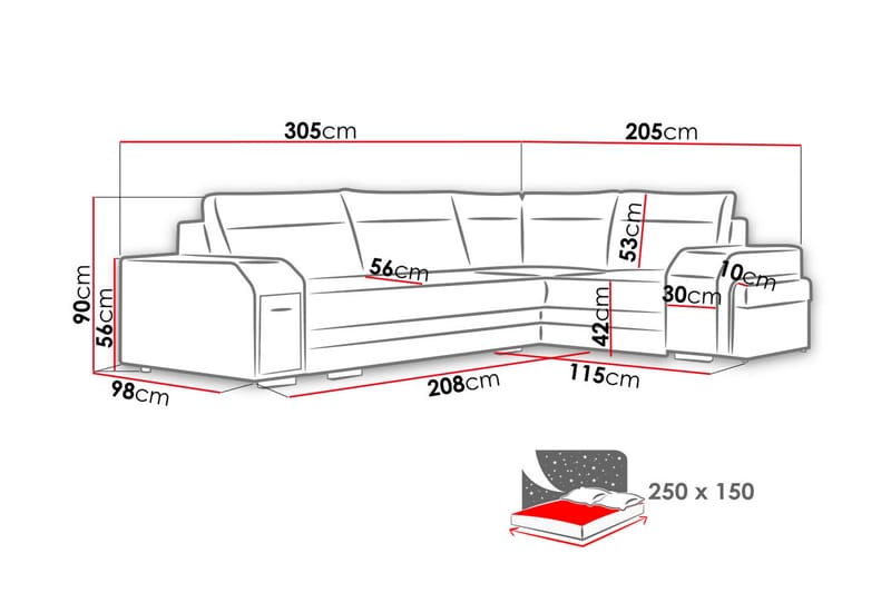 Alvares Hjørnesovesofa - Møbler - Sofaer - Sovesofaer