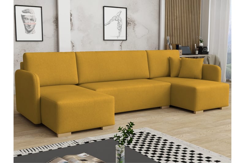 Amelus Sovesofa Dobbelt Divan 4-Personers - Gul - Møbler - Sofaer - Sovesofaer