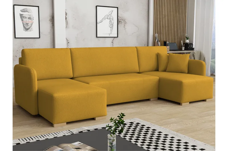 Amelus Sovesofa Dobbelt Divan 4-Personers, Gul