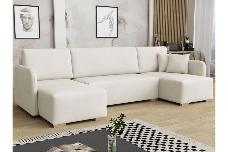 Amelus Sovesofa Dobbelt Divan 4-Personers - Hvid - Møbler - Sofaer - Sovesofaer