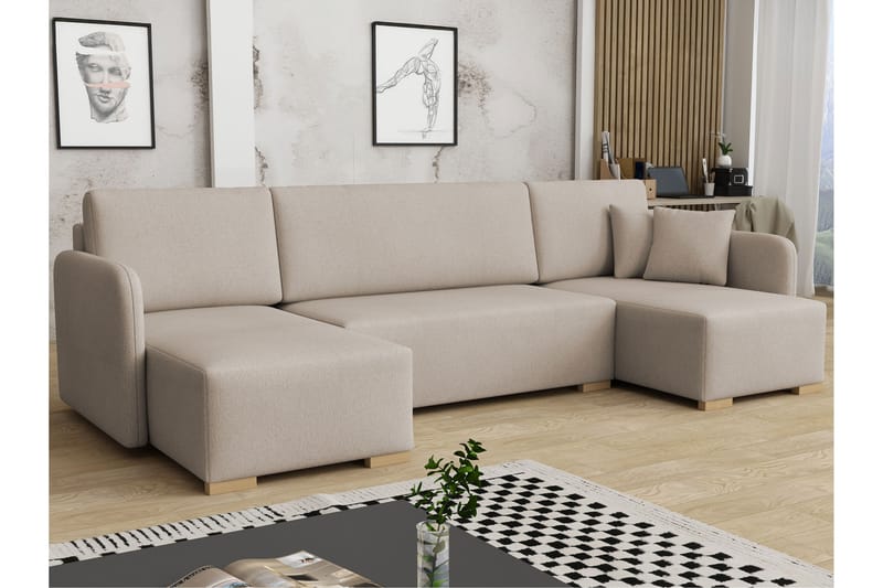 Amelus Sovesofa Dobbelt Divan 4-Personers - Beige - Møbler - Sofaer - Sovesofaer