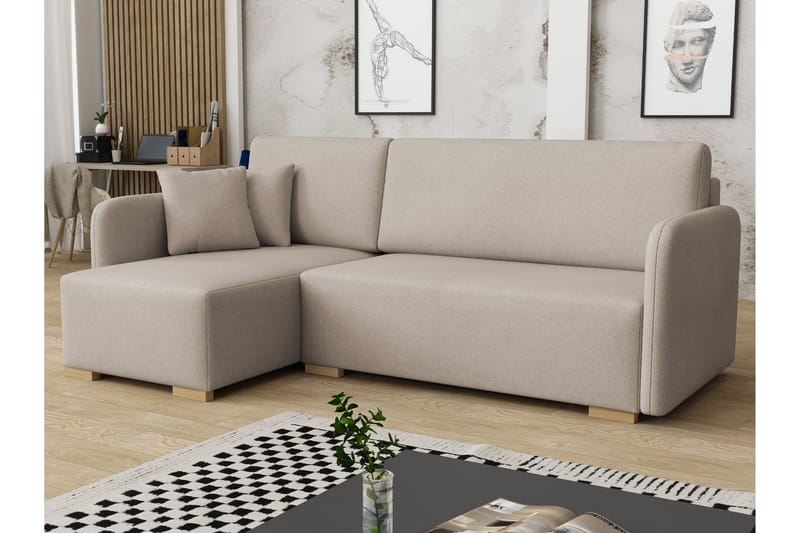 Amelus Sovesofa Med 4-Personers Divan, Beige