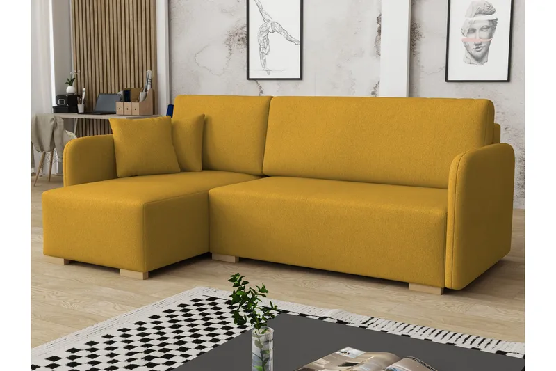 Amelus Sovesofa Med 4-Personers Divan, Gul