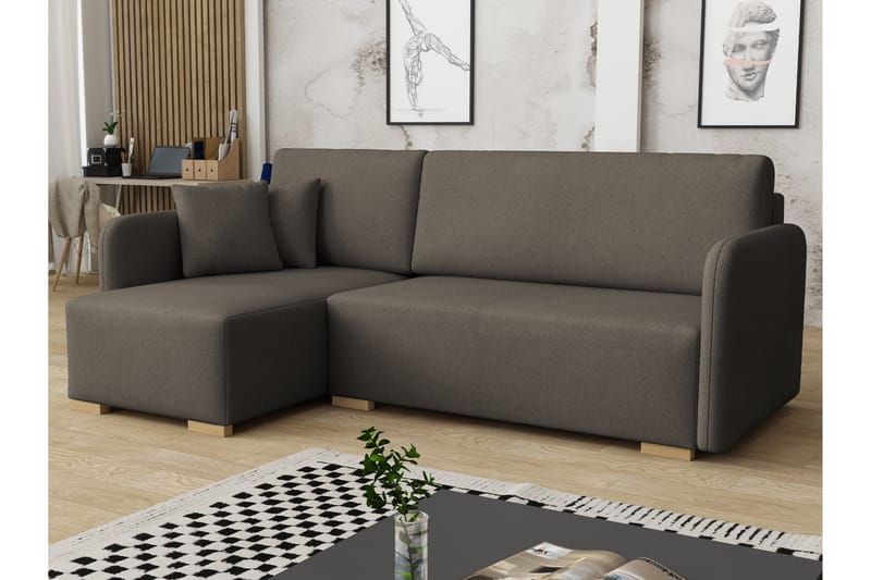 Amelus Sovesofa Med 4-Personers Divan - Brun - Møbler - Sofaer - Sovesofaer
