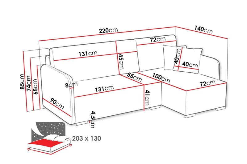 Amelus Sovesofa Med 4-Personers Divan - Hvid - Møbler - Sofaer - Sovesofaer
